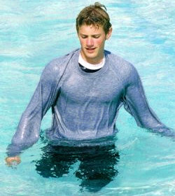 sweatshirt swimming fully clothed