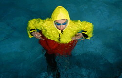 lifeguard exercise cagoule anorak triceps exercise in pool