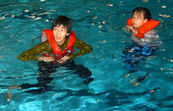 Aquajogging swim training in pool