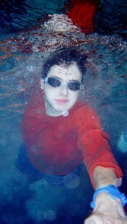 swimming training in anorak